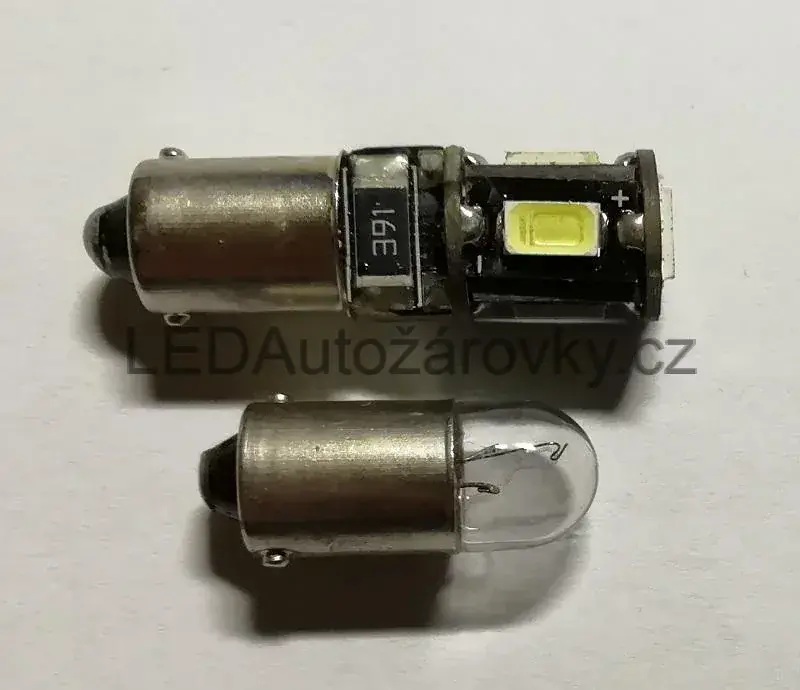 LED Autožárovky T4W BA9S - 6x SMD 5730 12V 2W bílá