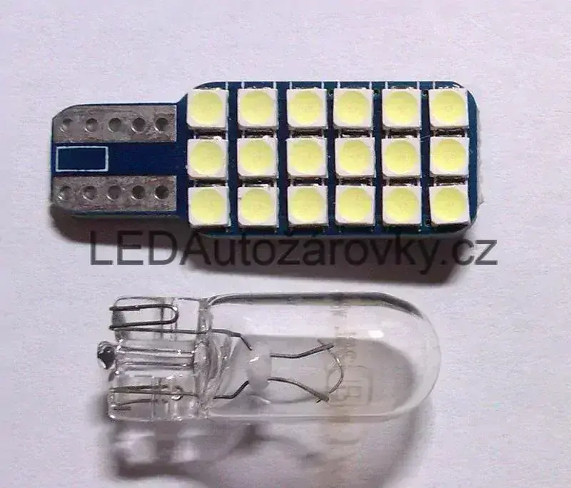 LED Autožárovky T10 W5W - 18x SMD 3030 12V 3W bílá