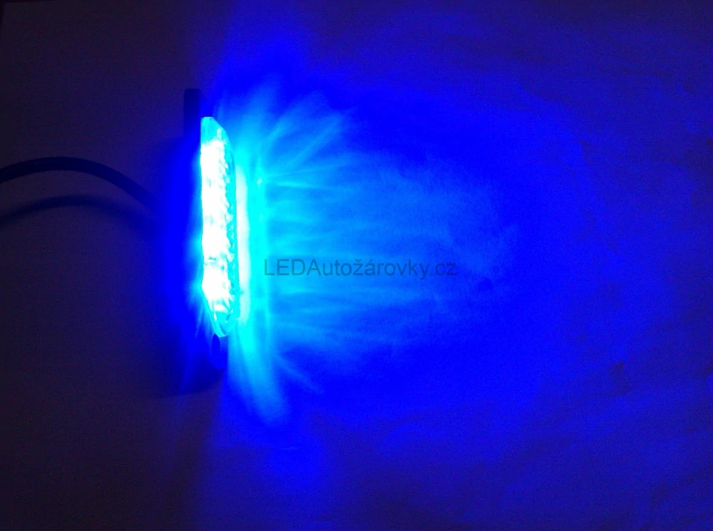LED stroboskop maják - 4 LED 12V 24V 2W modrý