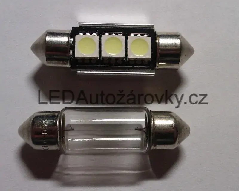 LED Autožárovky C5W - 3x SMD 5050 CNB 12V 2W bílá