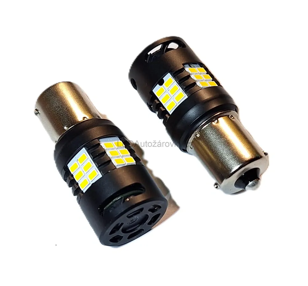 LED Autožárovky PY21W BAU15S - 30x SMD 3020 12V 30W 400Lux oranžová