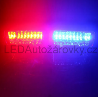 LED stroboskop maják za čelní okno 16 LED 12V 16W modro-červený