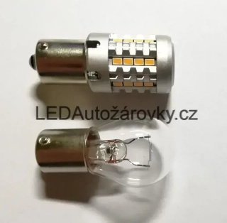 LED Autožárovky PY21W BAU15S - 26x SMD 3020 12V 26W oranžová