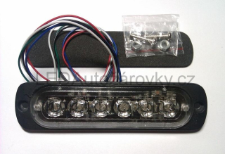LED stroboskop maják - 6 LED SMD 3030 synchr. 12V 24V 6W červený